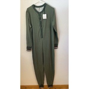 Hearth and Hand Magnolia Mens Long 1pc Pajamas Green Union Suit Size Medium